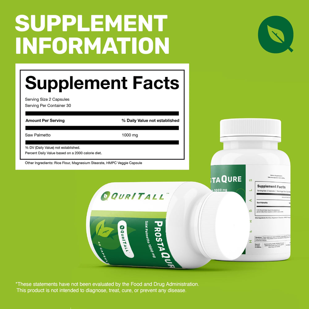 QurItAll ProstaQure bottle on a counter suggesting a simple daily routine.