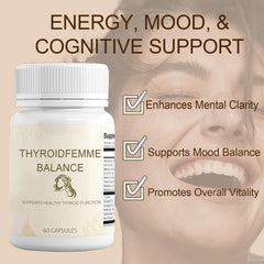 QUZOYU Thyroidfemme Balance label shows ingredients and vitality benefits