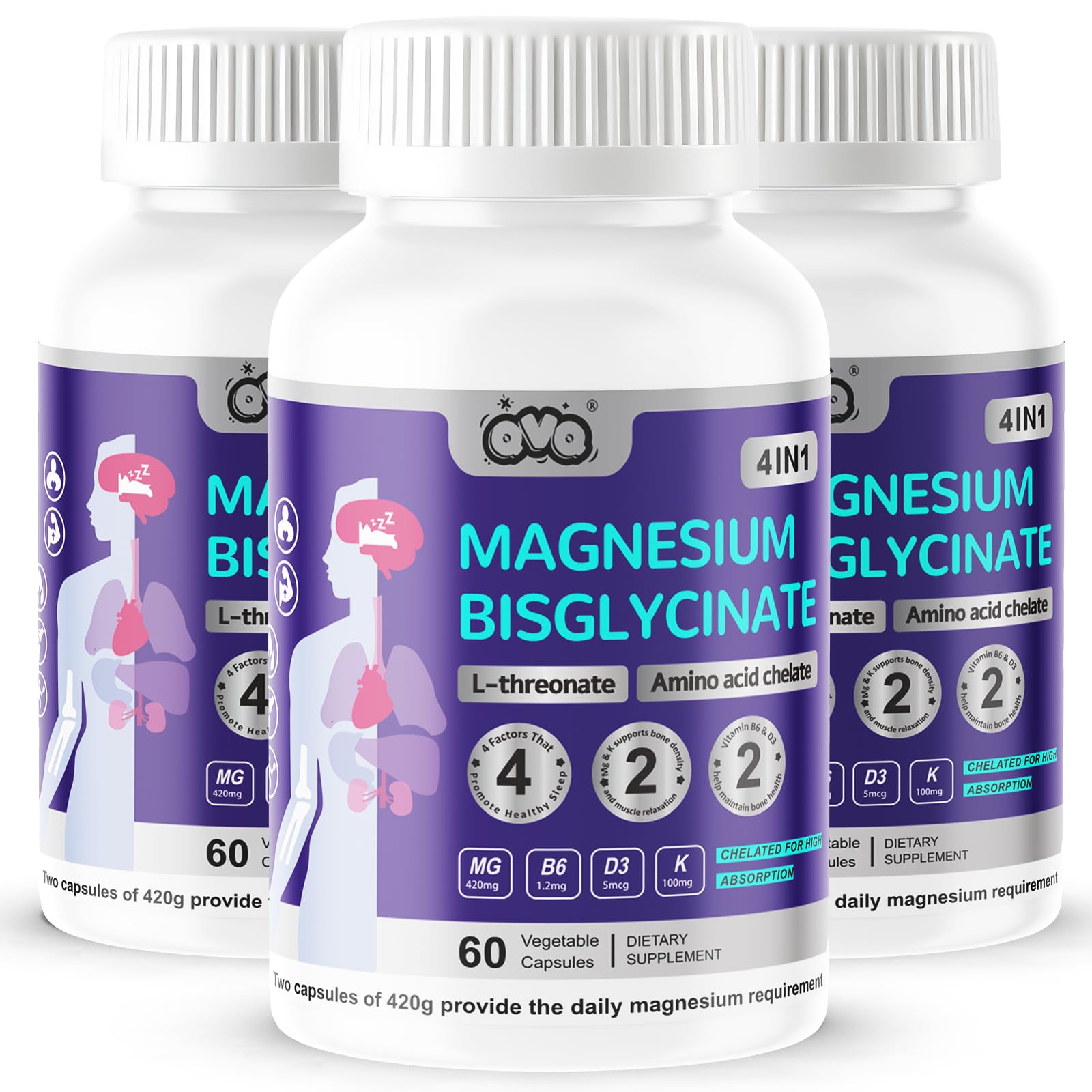 QVQ Magnesium Complex bottle pour for daily relaxation and energy