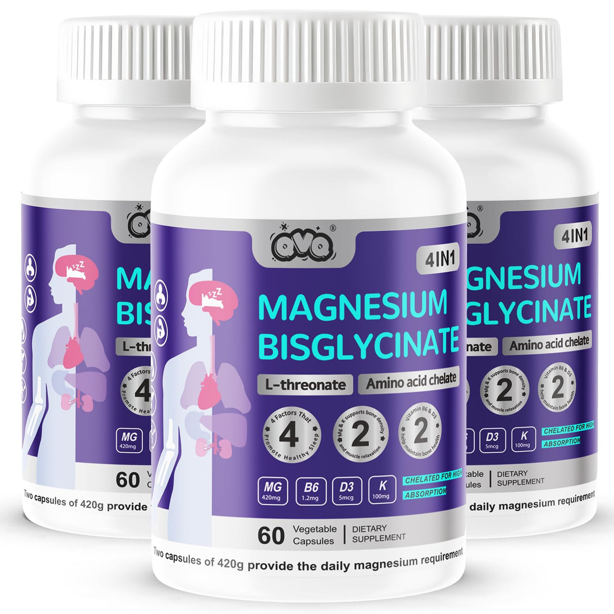 QVQ Magnesium Complex bottle pour for daily relaxation and energy