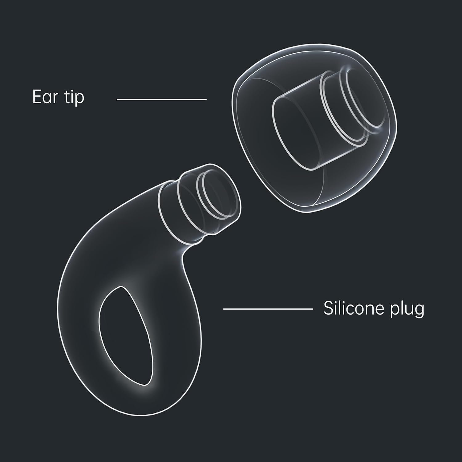 QWH earplugs with four tip sizes XS to L for secure fit