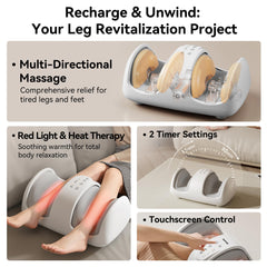 QXC massager kneading nodes applying targeted pressure along arches and calves