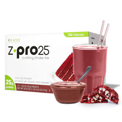 R-Kane Z-Pro Red Velvet protein drink bottle pour for a high-protein breakfast.