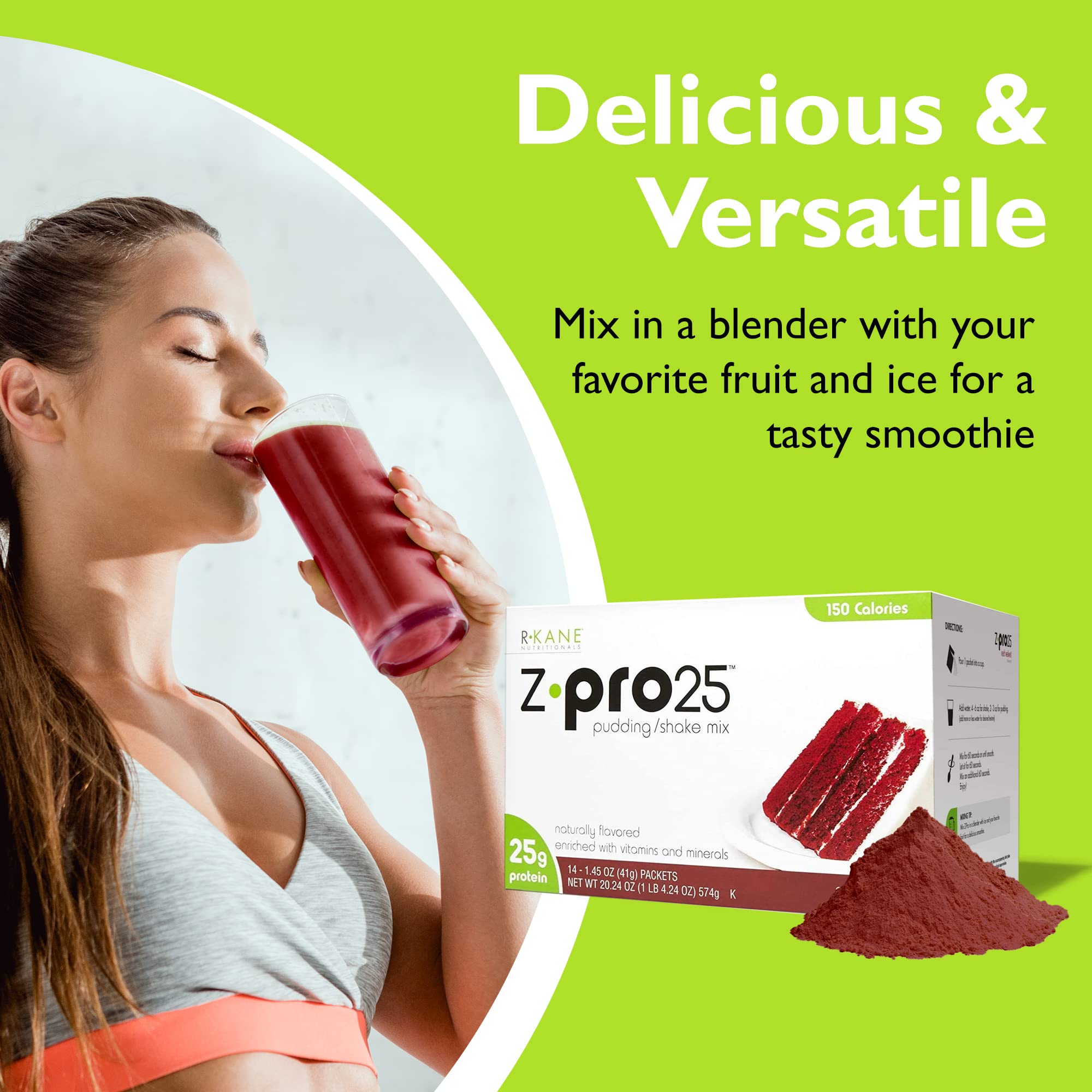 Pudding serving with Z-Pro Red Velvet mix for a dessert-like snack.