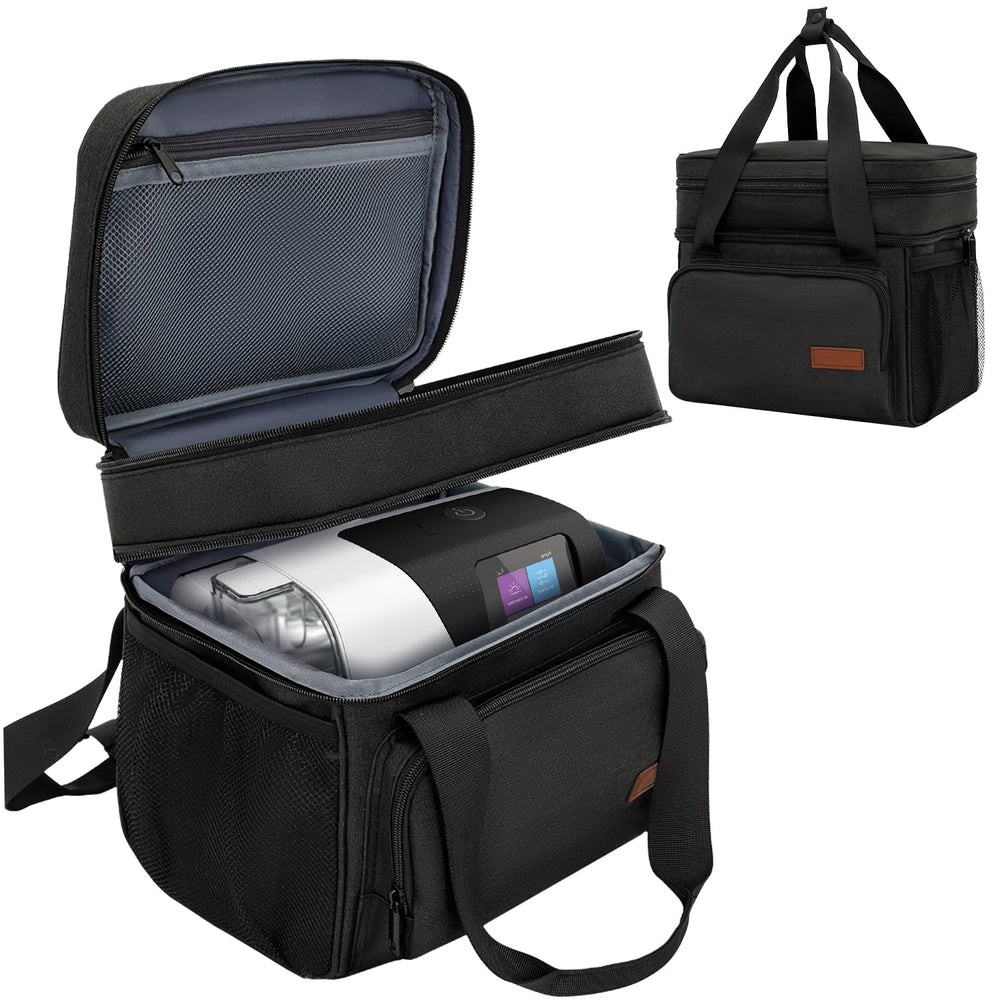 RackVibe CPAP Travel Bag material close-up shows waterproof, dustproof fabric for lasting protection.