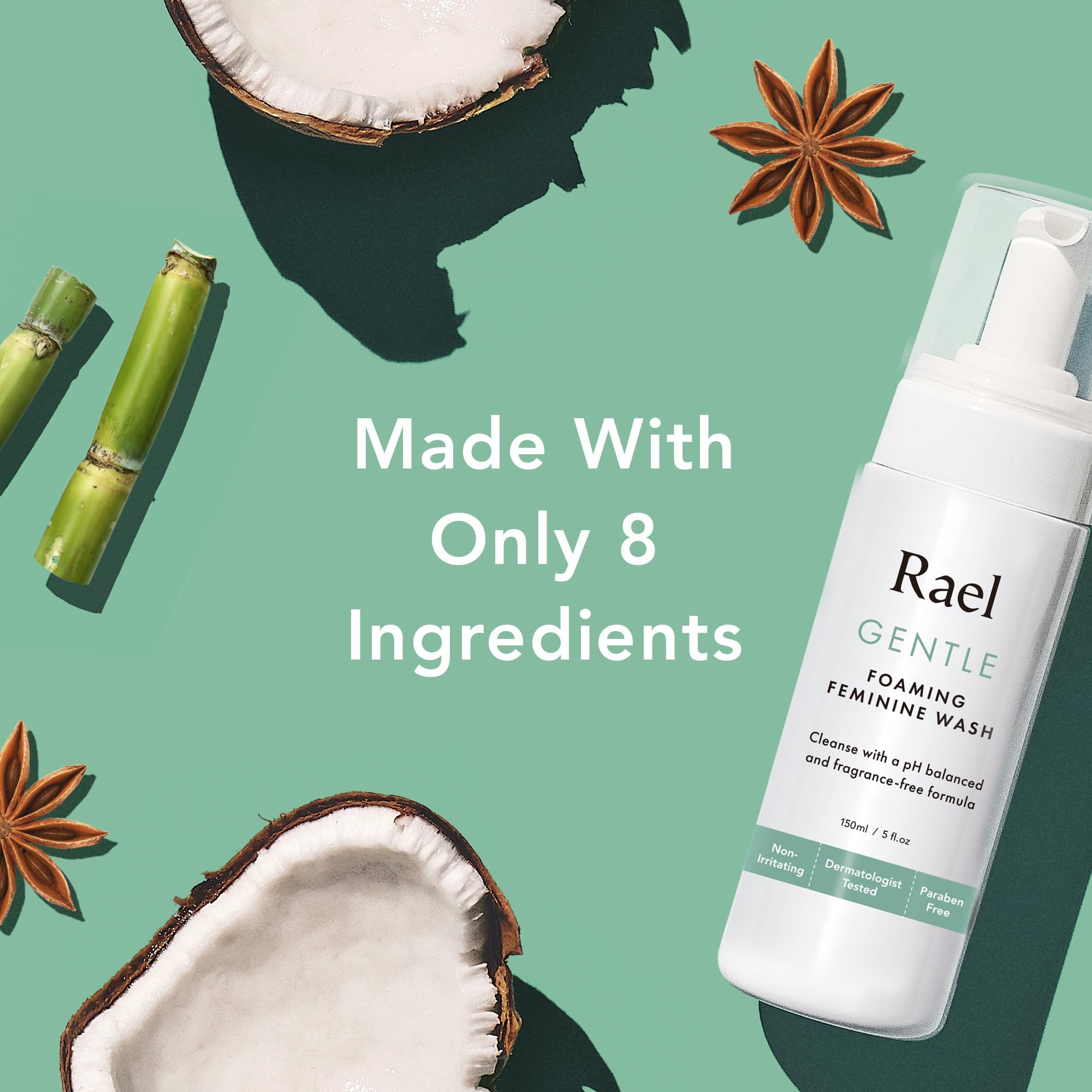 Alcohol-free, paraben-free Rael cleanser with fragrance-free formula.
