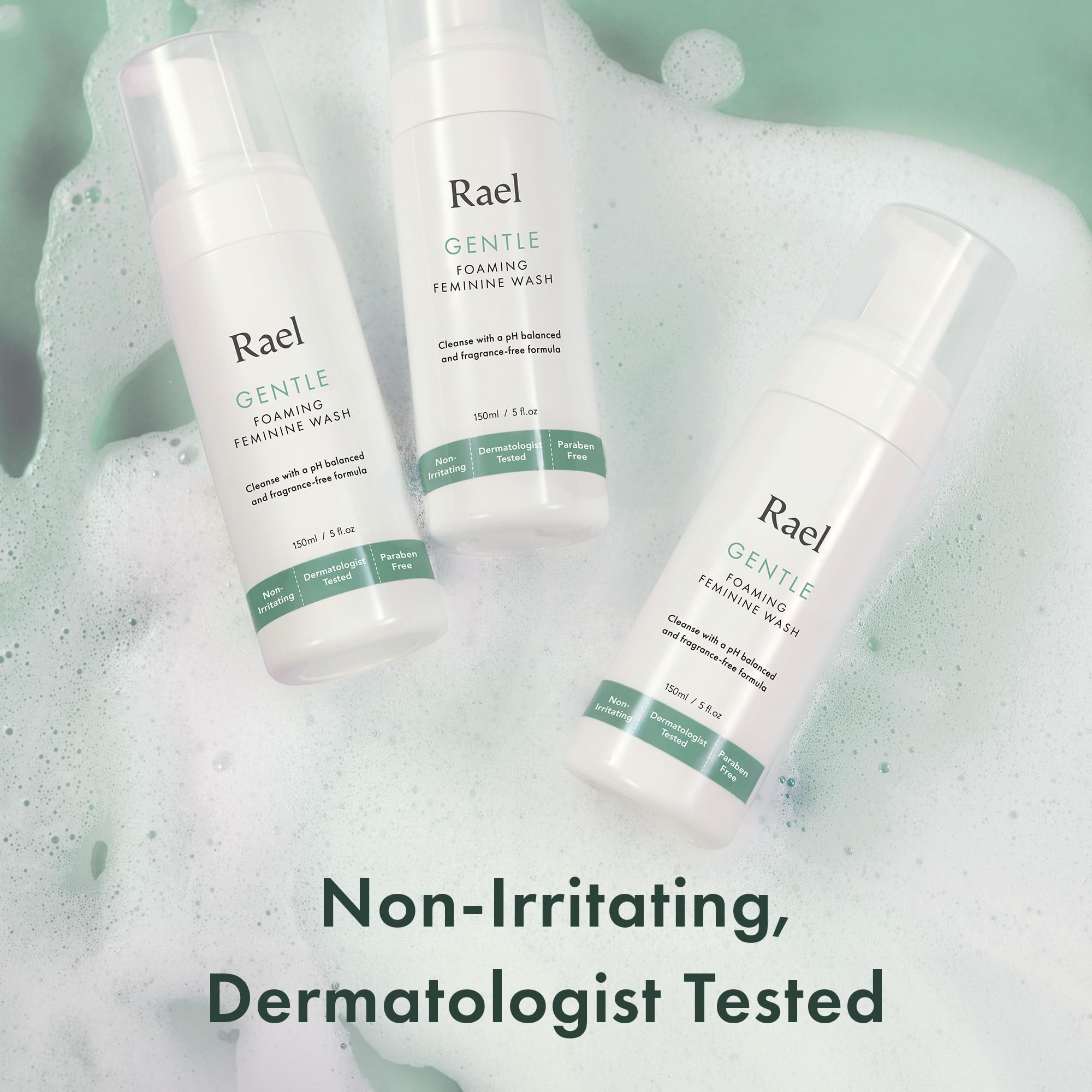 Clean ingredients label for Rael unscented foaming cleanser.