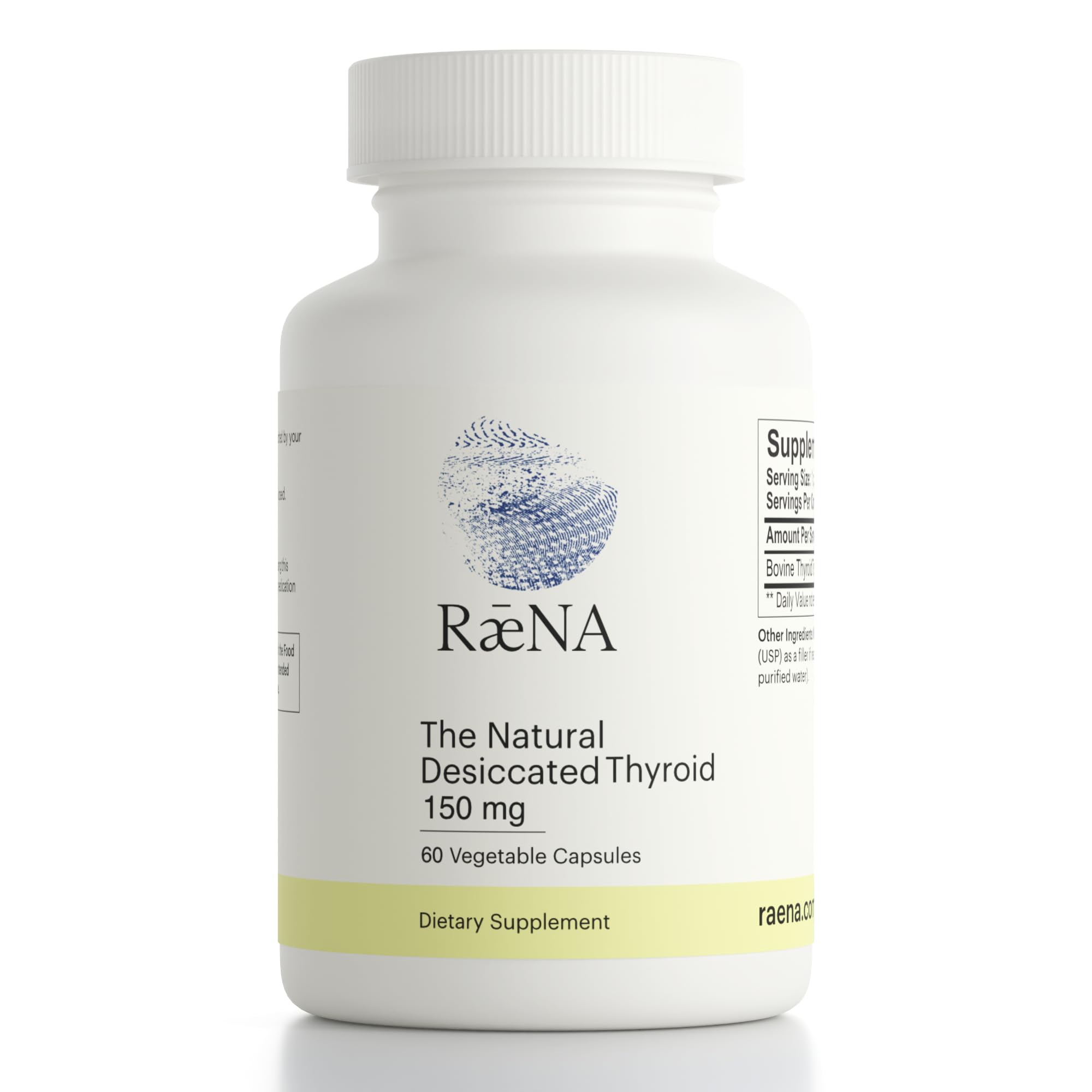 Raena Premium Bovine bottle front showing pure capsules for daily nutritional support