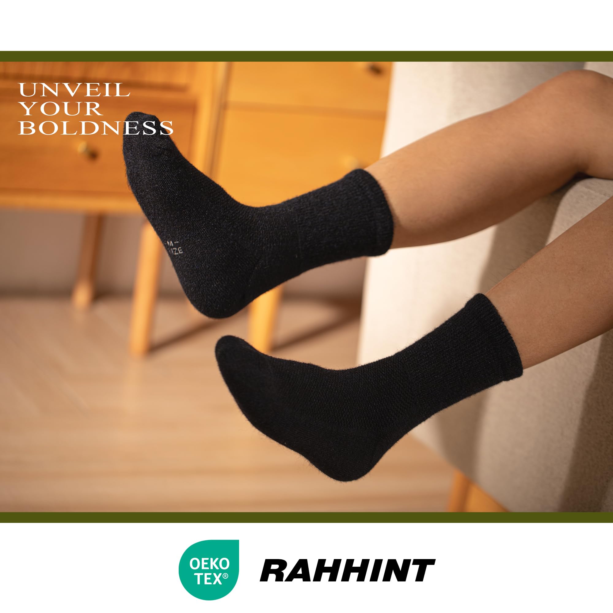 Rahhint Alpaca Wool Diabetic Socks moisture-wicking surface keeps feet dry during activity.