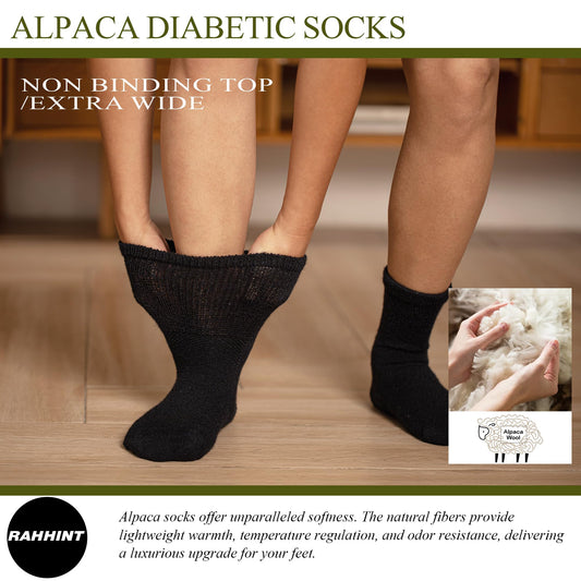 Rahhint Alpaca Wool Diabetic Socks non-binding cuff for gentle support and irritation-free wear.