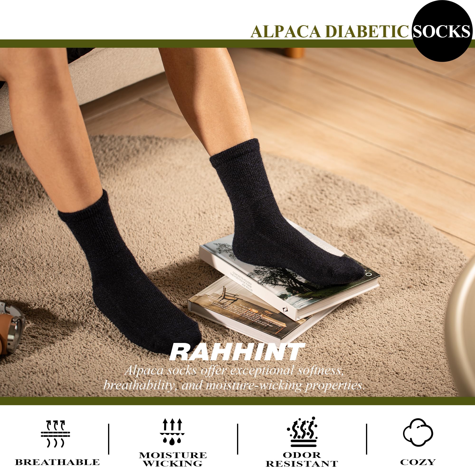 Rahhint socks seamless toe design for sensitive skin and cushioned steps.