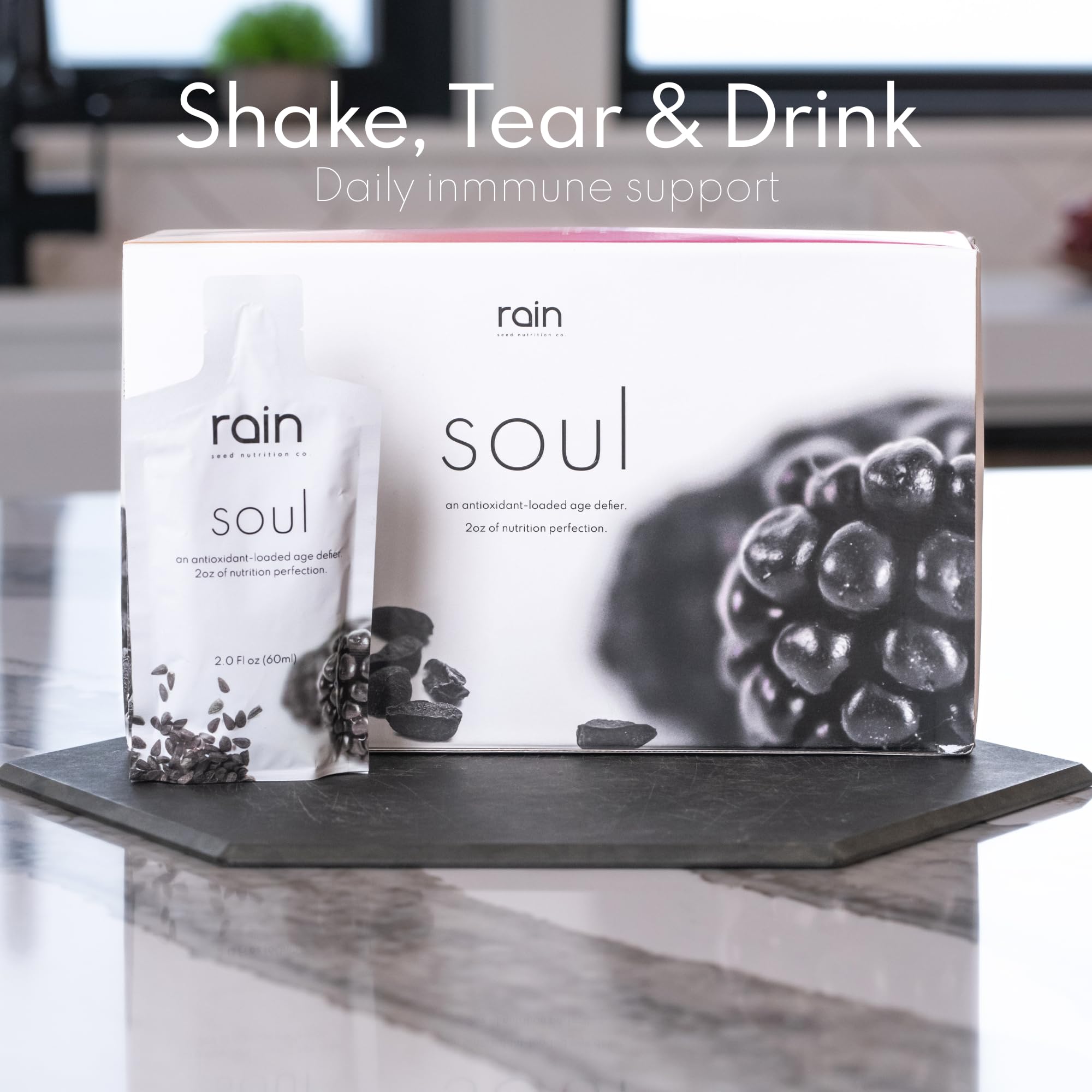 RAIN Soul label detail emphasizes quality and brand authenticity.