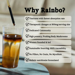 Rainbo Cordyceps tincture label underscores Canadian made and dual extract
