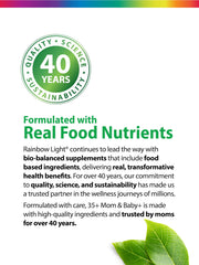 Rainbow Light 35+ Mom & Baby+ contents emphasizing enzymes and probiotics for digestion