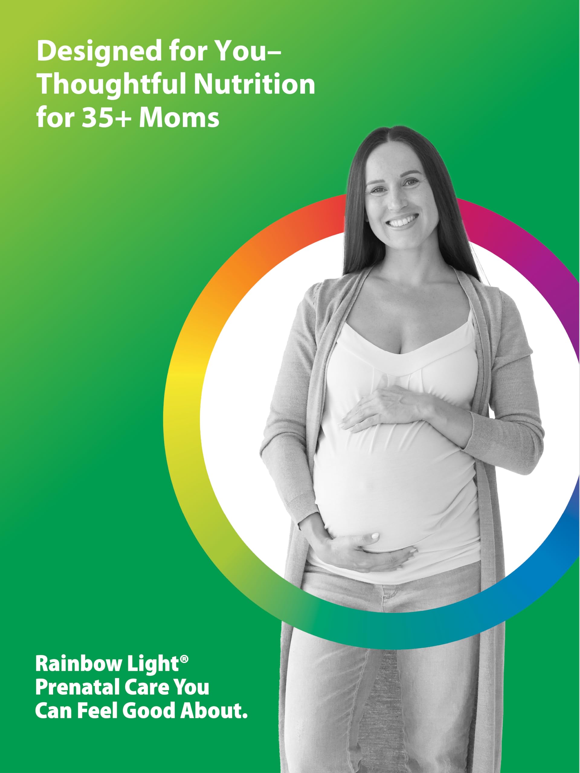 Front packaging of Rainbow Light 35+ Mom & Baby+ multivitamin