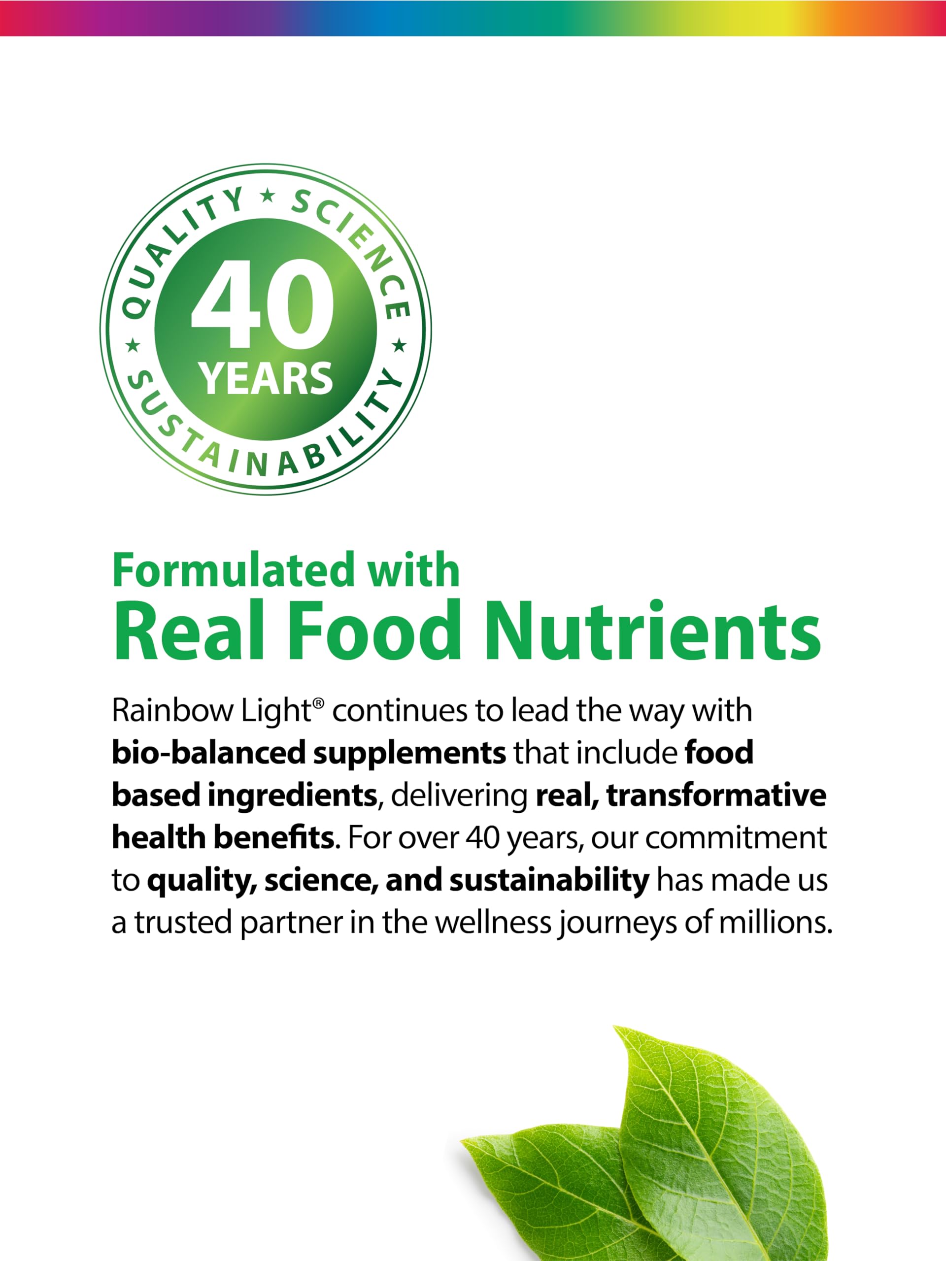 Rainbow Light allergy-friendly label signals gluten-free and dairy-free formula.