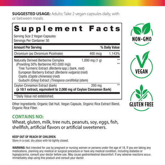 Rainbow Light berberine capsules close-up for convenient vegan daily supplement