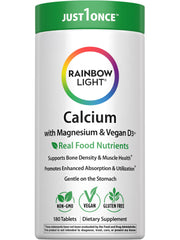 Rainbow Light Calcium Complex bottle front view highlighting vegan mineral blend for daily bone support