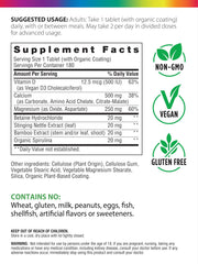 Rainbow Light Calcium Complex tablets closeup showing vegan pills for daily bone support