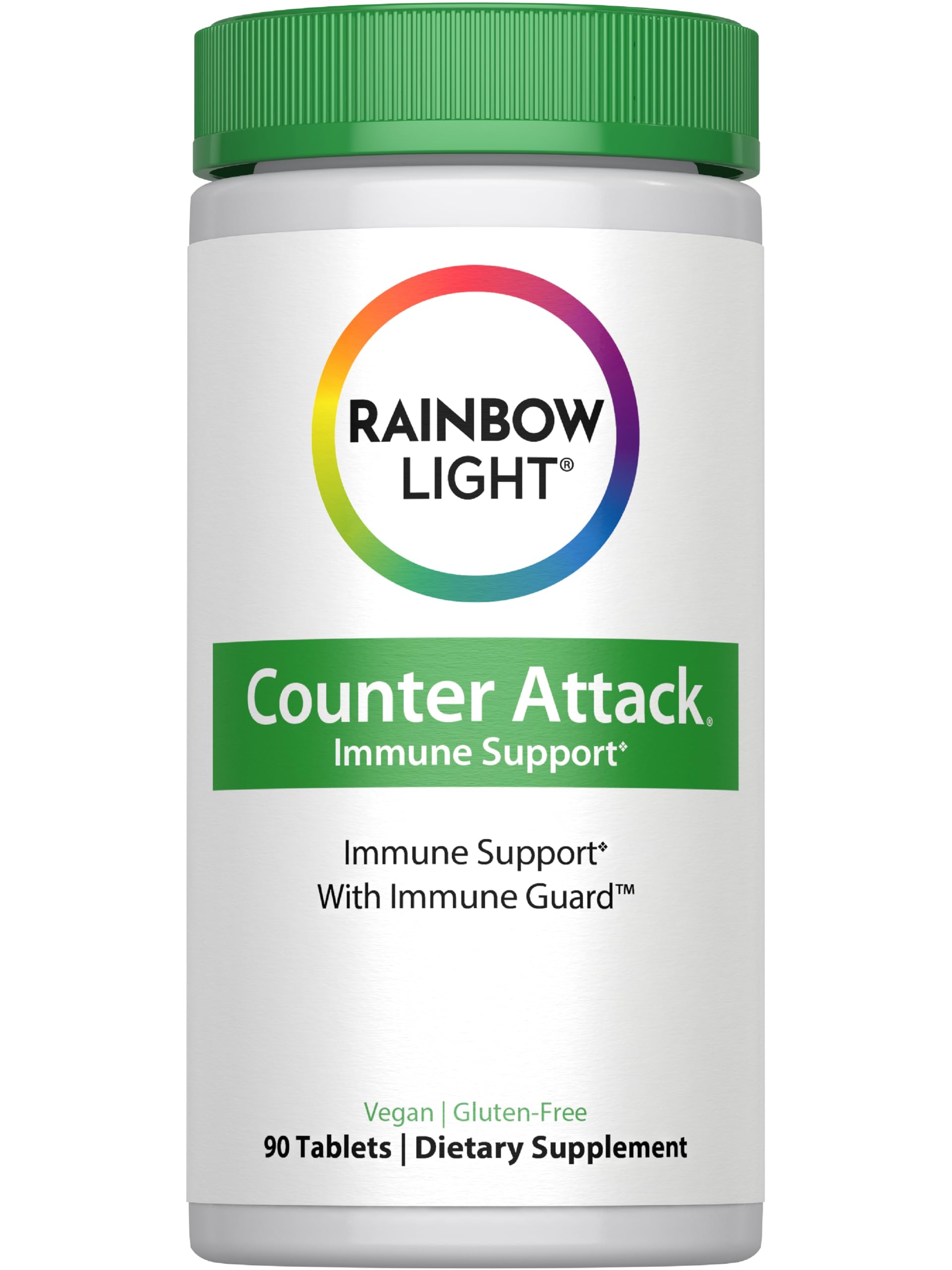 Rainbow Light Counter Attack immune guard bottle highlights daily immune support.