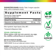 Rainbow Light Magnesium Glycinate 325 mg capsules for easy daily magnesium support.