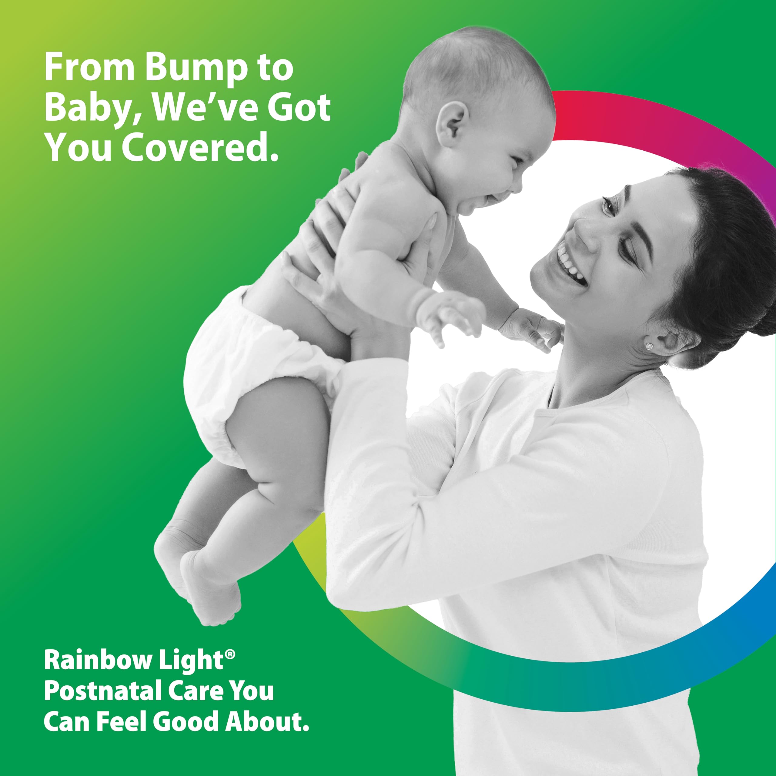 Rainbow Light Postnatal Multivitamin capsules ready for daily intake.