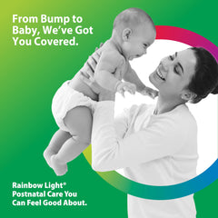 Rainbow Light Postnatal Multivitamin capsules ready for daily intake.