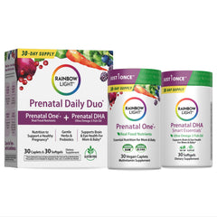 Rainbow Light Prenatal DHA caplets bottle, easy daily dosing