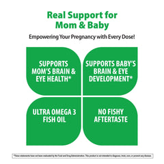 Rainbow Light Prenatal DHA packaging highlighting gluten-free and non-GMO ingredients.