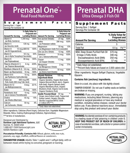 Rainbow Light Prenatal DHA softgels bottle for convenient omega-3 support