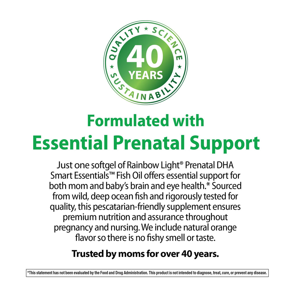 Mother-to-be taking Rainbow Light Prenatal DHA softgel as part of routine.