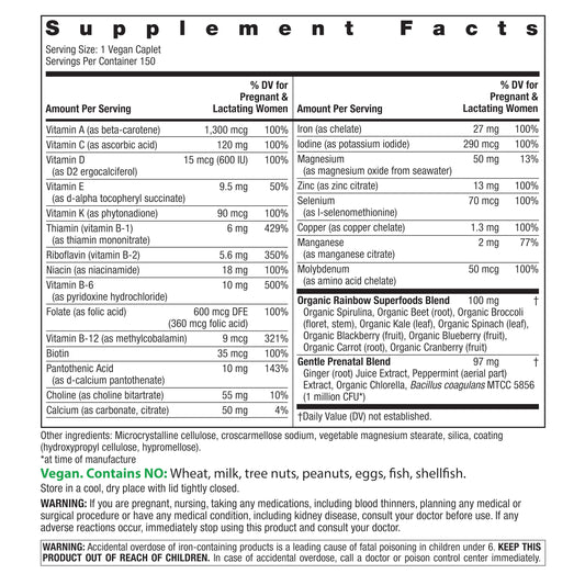 Rainbow Light Prenatal One tablets in close-up highlighting high potency.