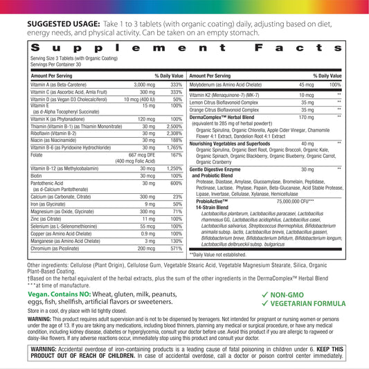 Rainbow Light Teen Multivitamin tablets closeup showing targeted nutrients for teens
