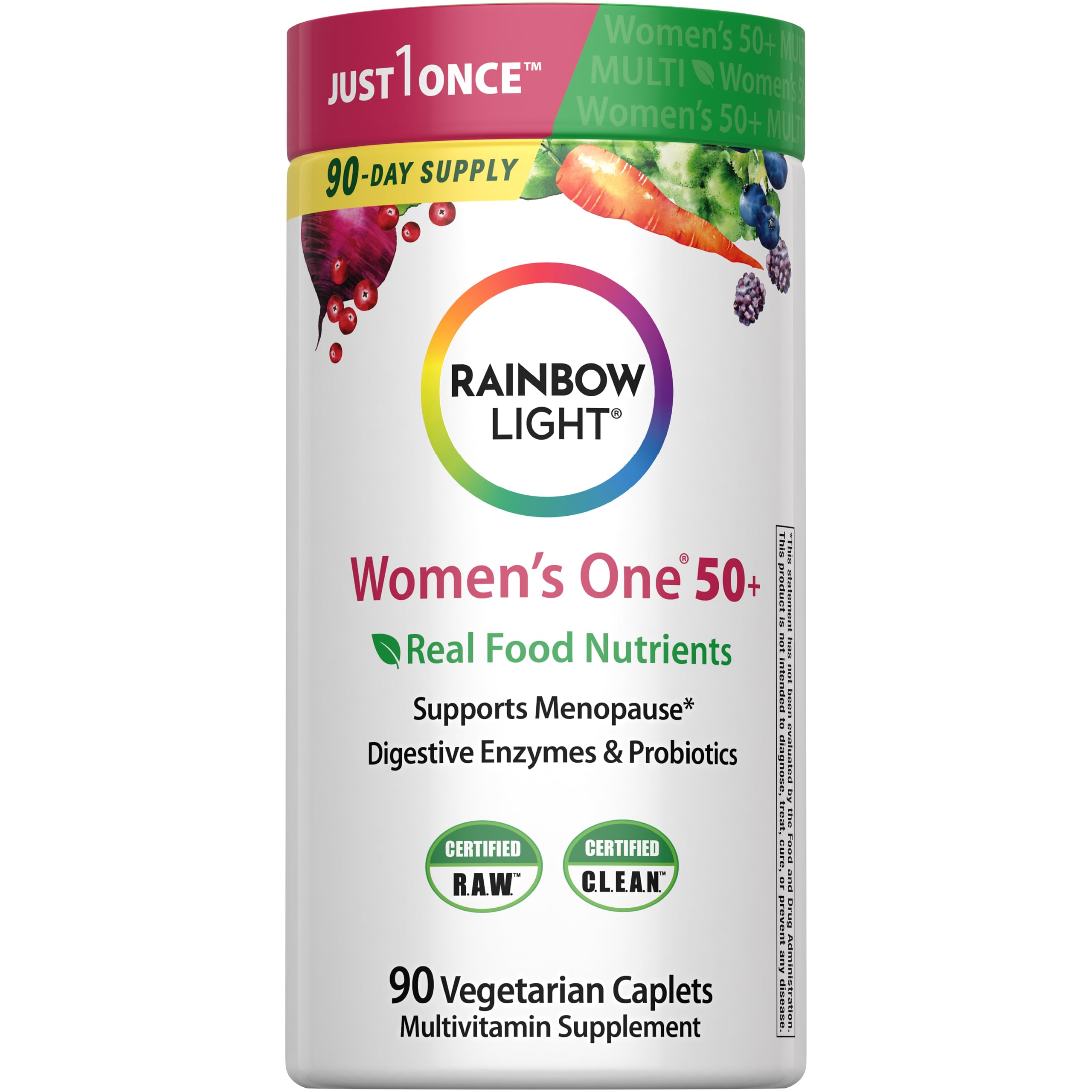 Rainbow Light Women's One 50+ bottle front for daily wellness support
