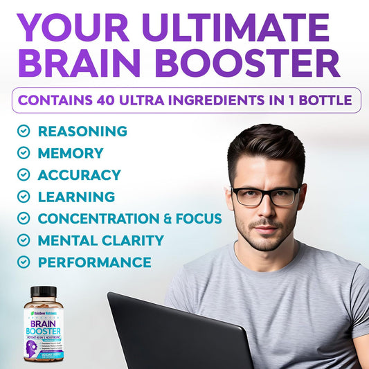 Rainbow Nutrients brain booster capsules close-up for daily memory support