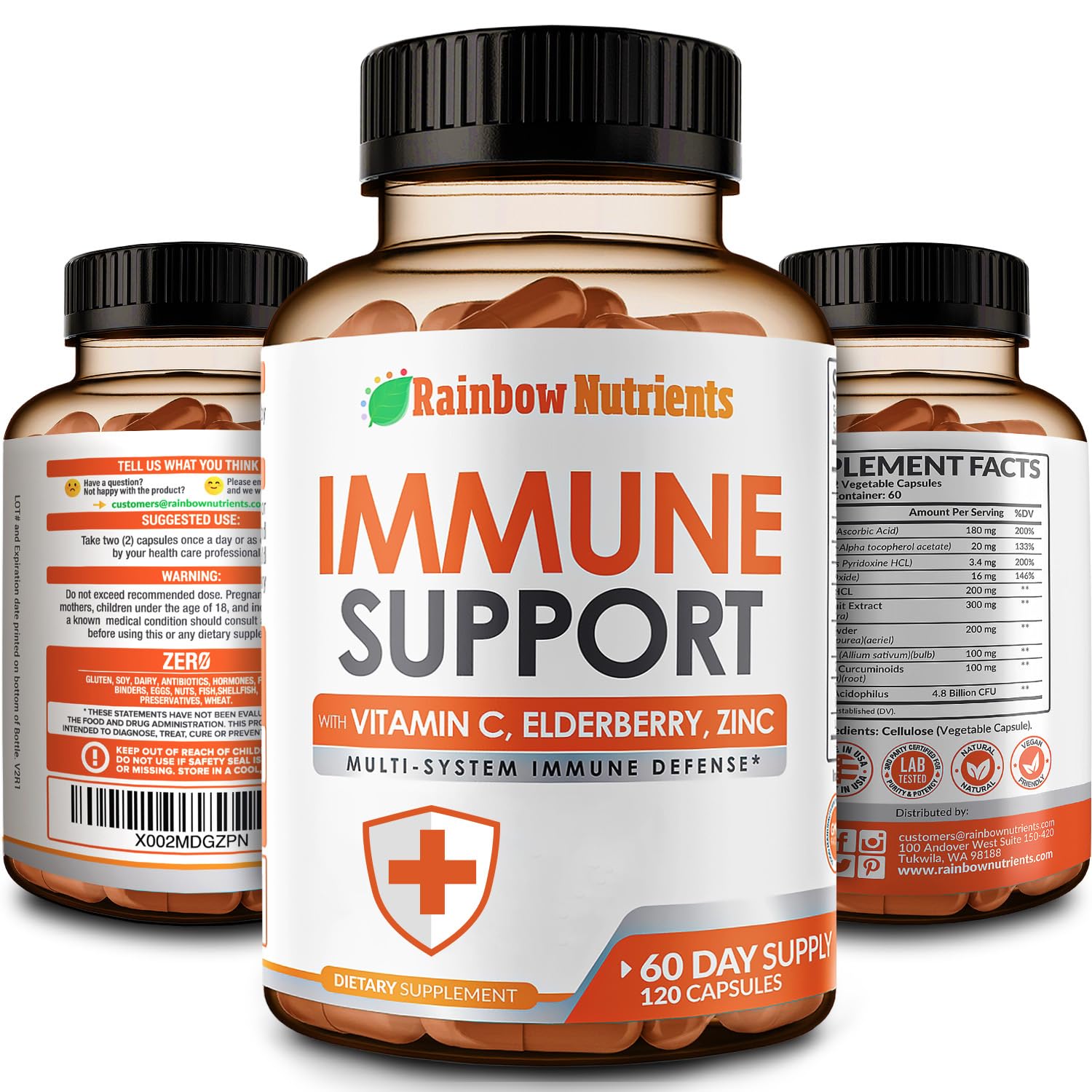 Rainbow Nutrients Immune Support bottle front for daily immune care