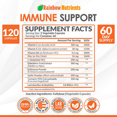 Rainbow Nutrients Immune Support label detail highlighting purity and quality