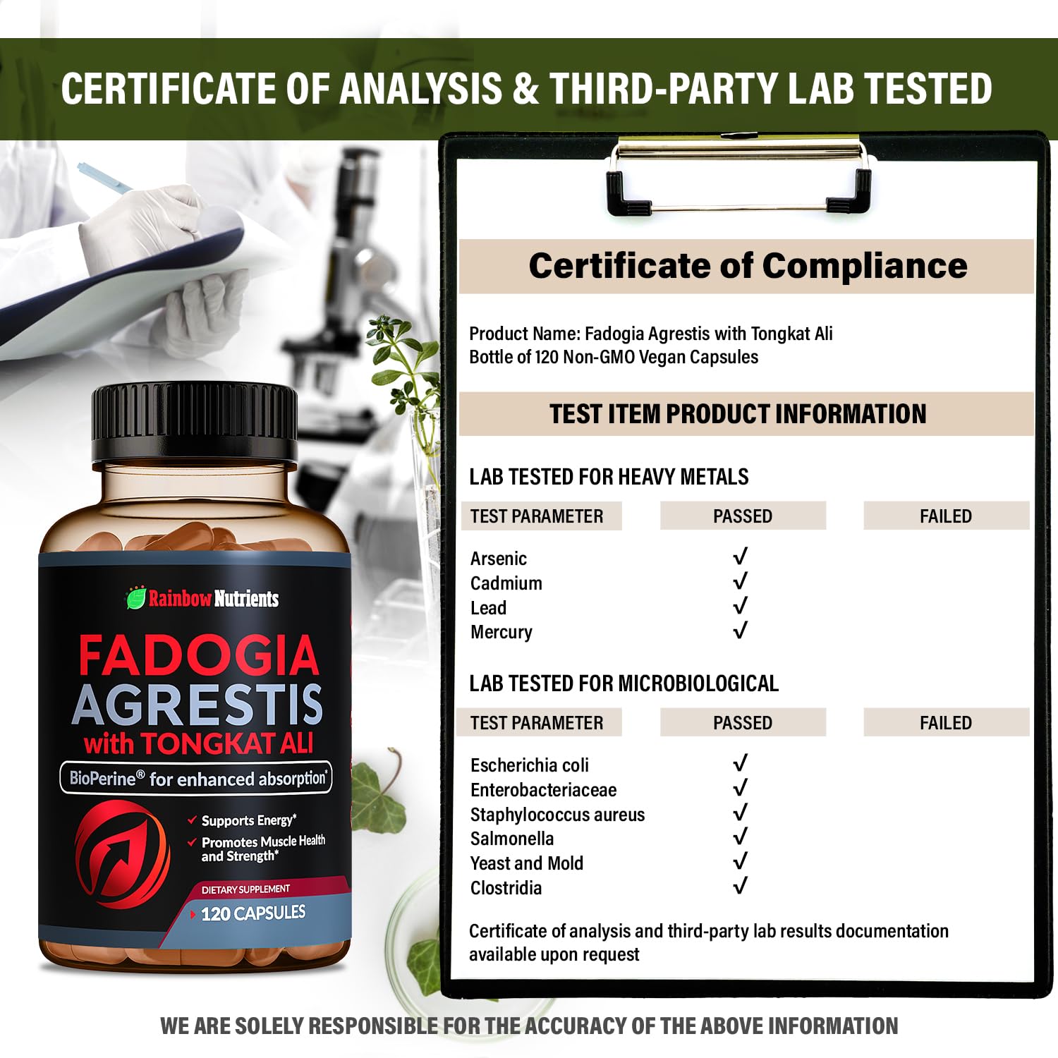 Rainbow Nutrients money-back guarantee badge signals risk-free trial option