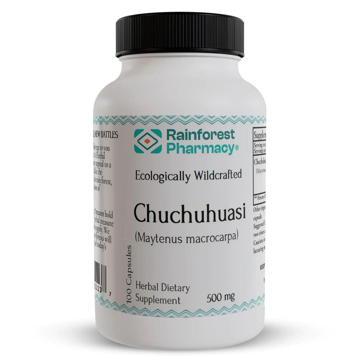 Rainforest Pharmacy Chuchuhuasi bottle close-up highlighting natural, sustainable daily wellness.