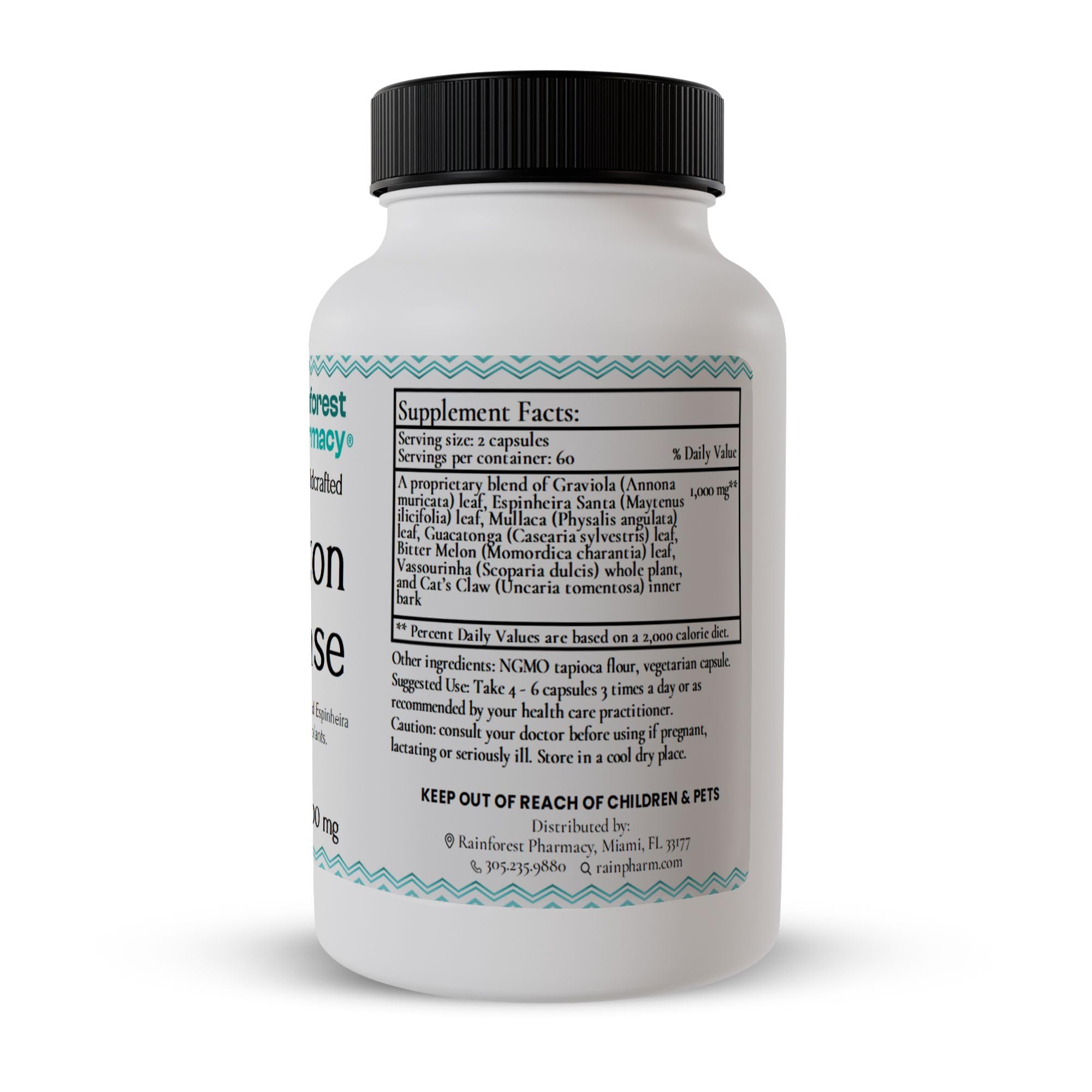 Rainforest Pharmacy packaging highlights sustainable sourcing and pure ingredients.
