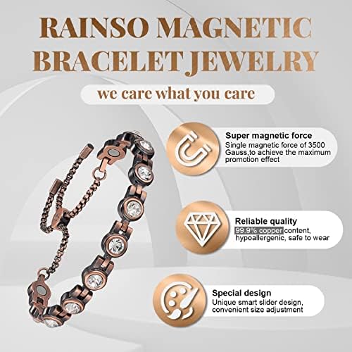 RainSo adjustable copper bracelet on wrist demonstrates comfortable fit.