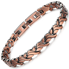RainSo copper bracelet closeup highlights magnet detail and premium finish.