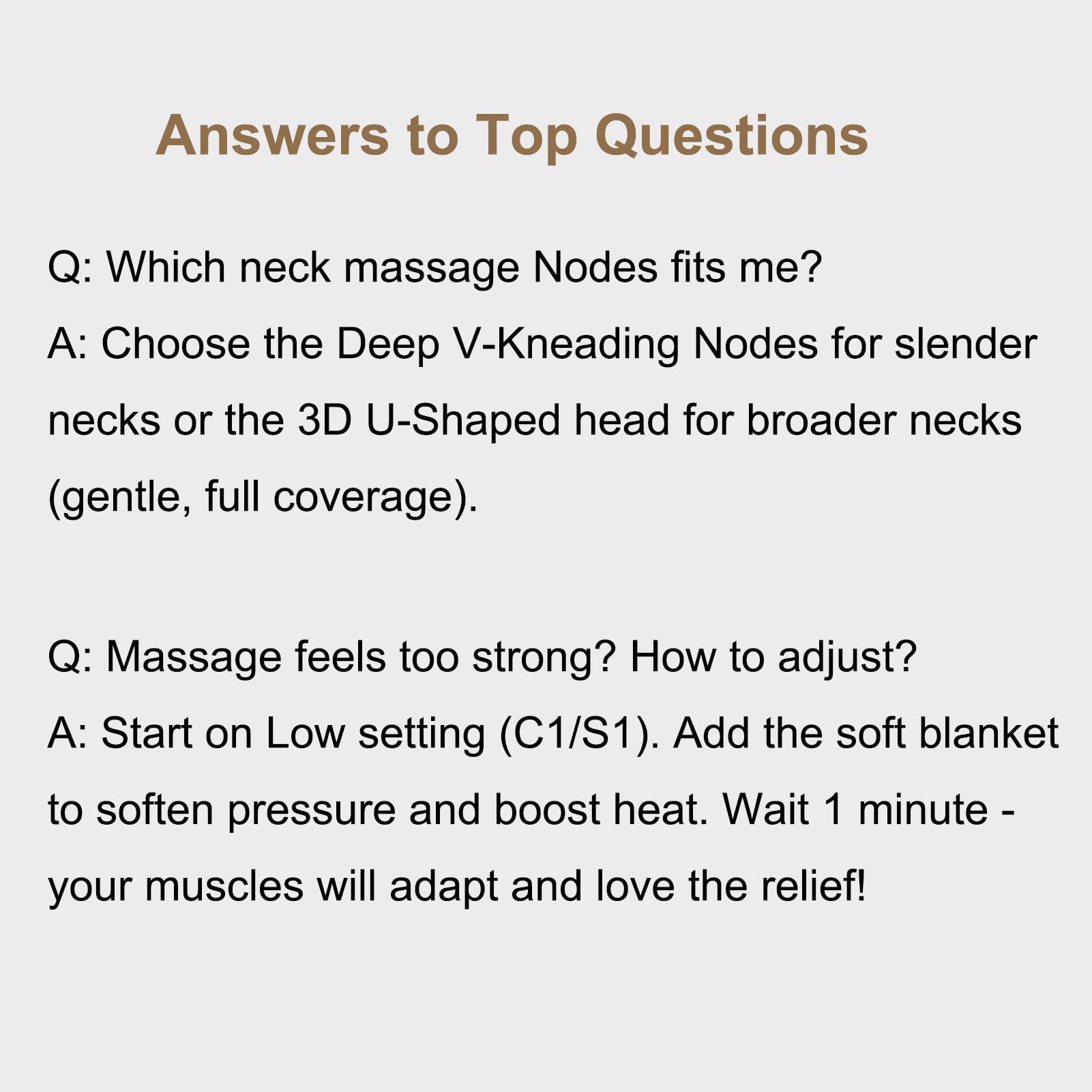 Rainwolf dual-node V and U shaped kneading options for varied massage.