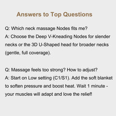 Rainwolf dual-node V and U shaped kneading options for varied massage.