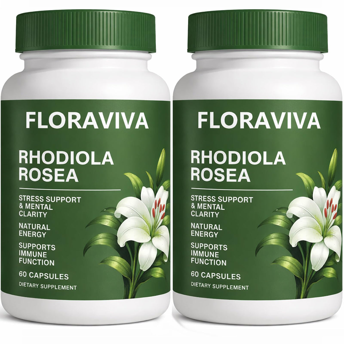 Raipult Floraviva Rhodiola capsules bottle front for daily energy support