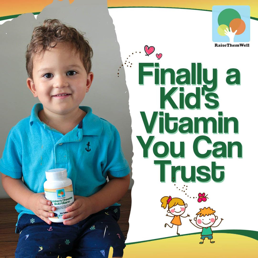 Raise Them Well zinc-elderberry boost chewables for kids' wellness needs.