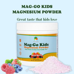 Raise Them Well Mag-Go Kids child sipping a drink enhanced with magnesium powder.