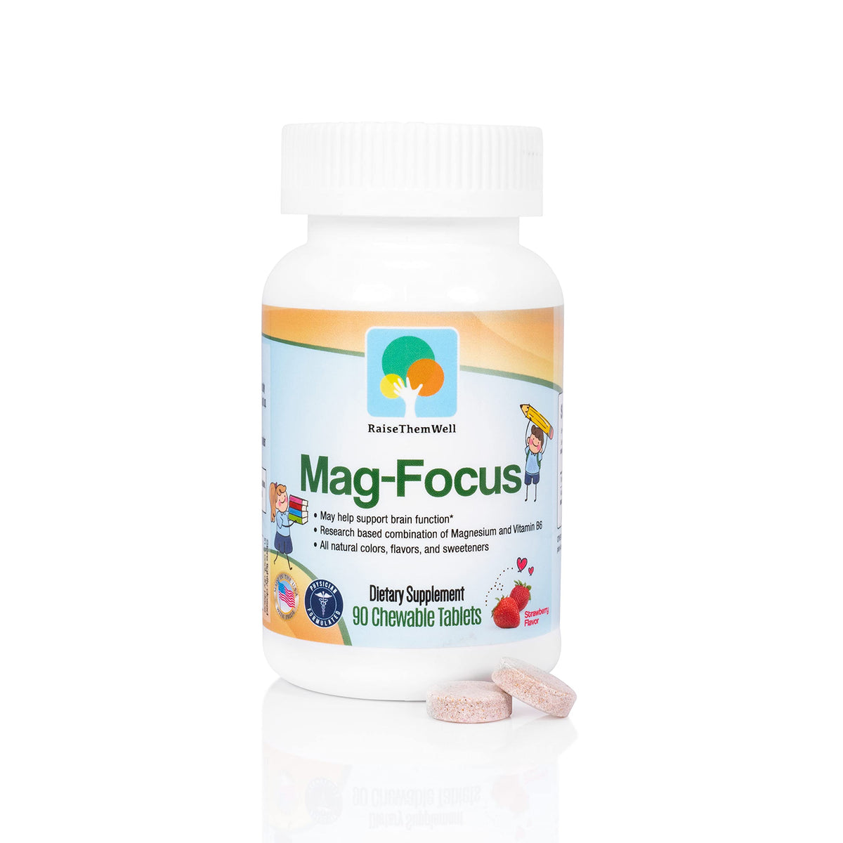 Raise Them Well magnesium focus bottle pour for easy daily focus support.