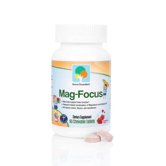 Raise Them Well magnesium focus bottle pour for easy daily focus support.