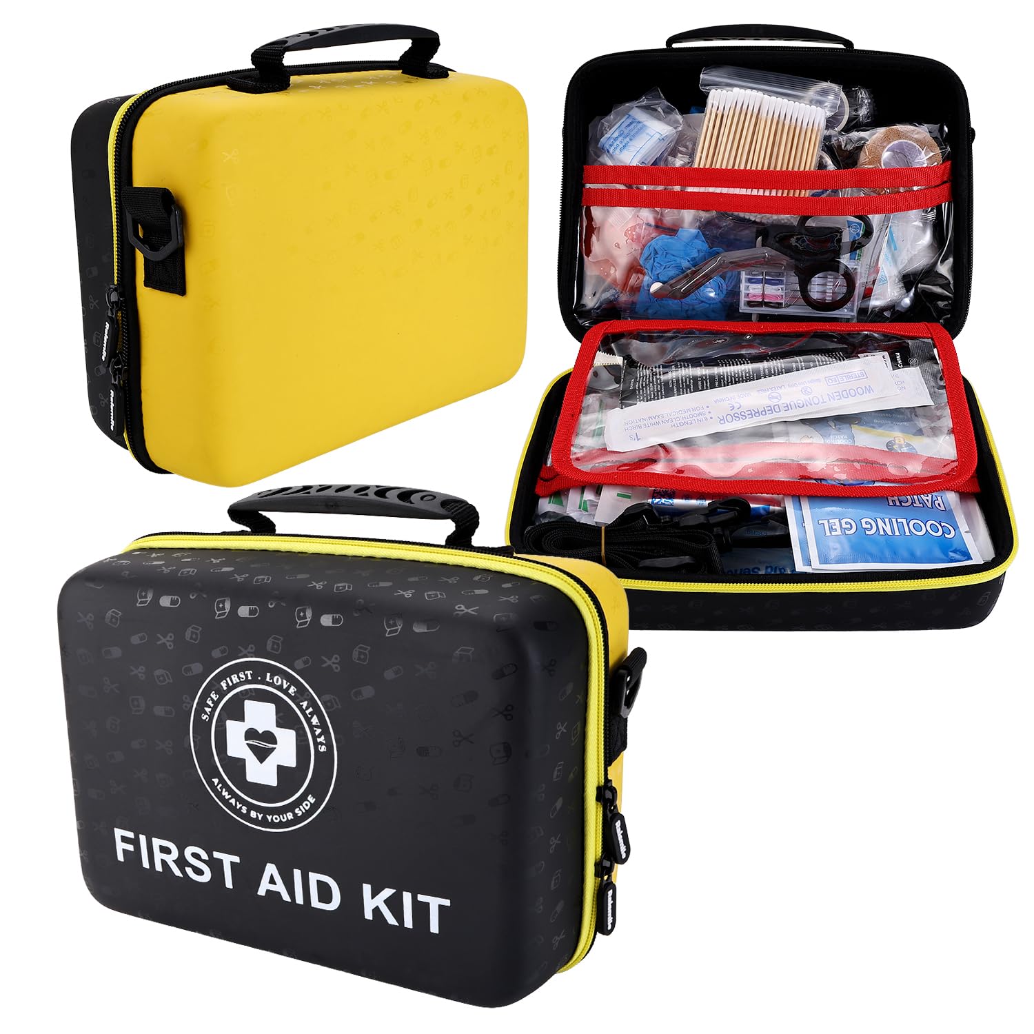 Raismile Emergency First Aid Kit exterior dual-tone design for quick access.